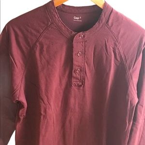 Gap Maroon Henley Long-Sleeved T-shirt